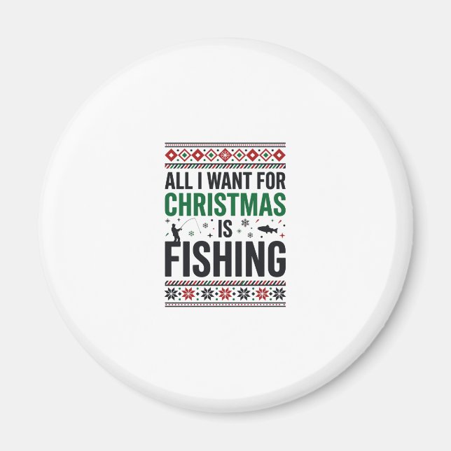 Imã Design de Suéter Feio de Pesca de Natal (Frente)