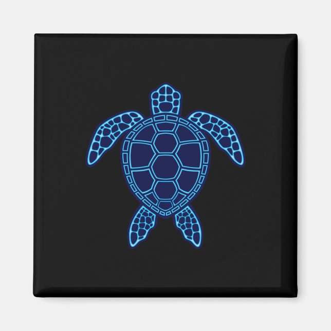Imã Design de Tartaruga do Mar Neon (Frente)