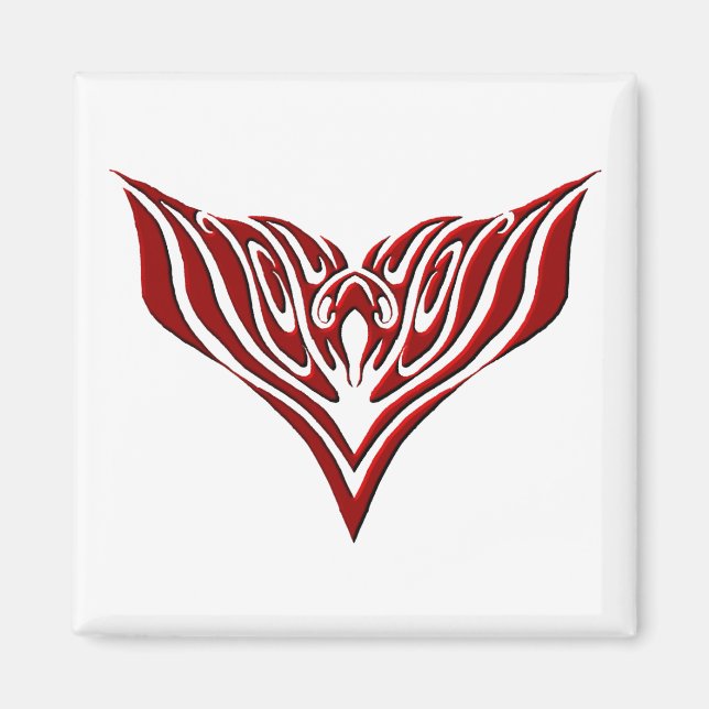 Imã Design de Tatuagem Tribal de Pássaro Vermelho (Frente)