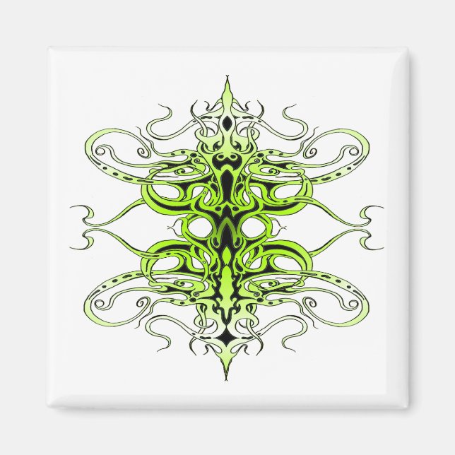 Imã Design de Tatuagem Tribal Personalizada Verde (Frente)