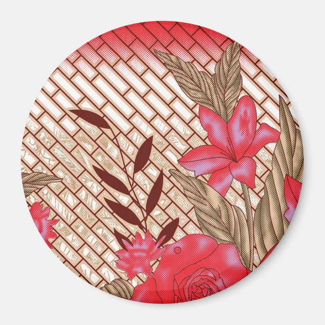 Imã Design de tecido de intricato com padrões florais (Frente)