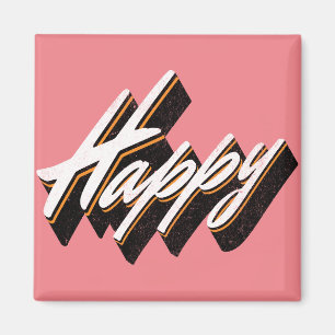 Imã Design de texto Feliz