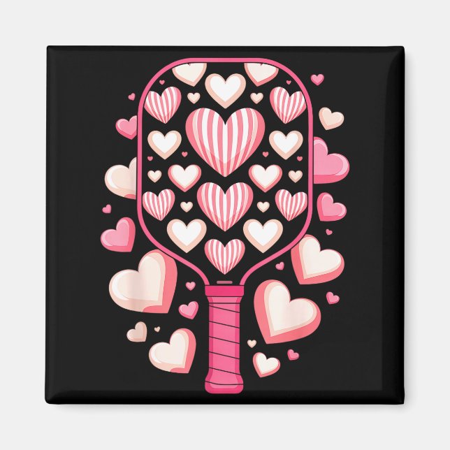 Imã Design de valentim coração de pickleball para joga (Frente)