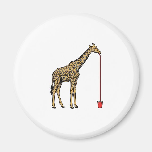 Imã Design de Vetor de Canudo de Bebida de Girafa Vint (Frente)
