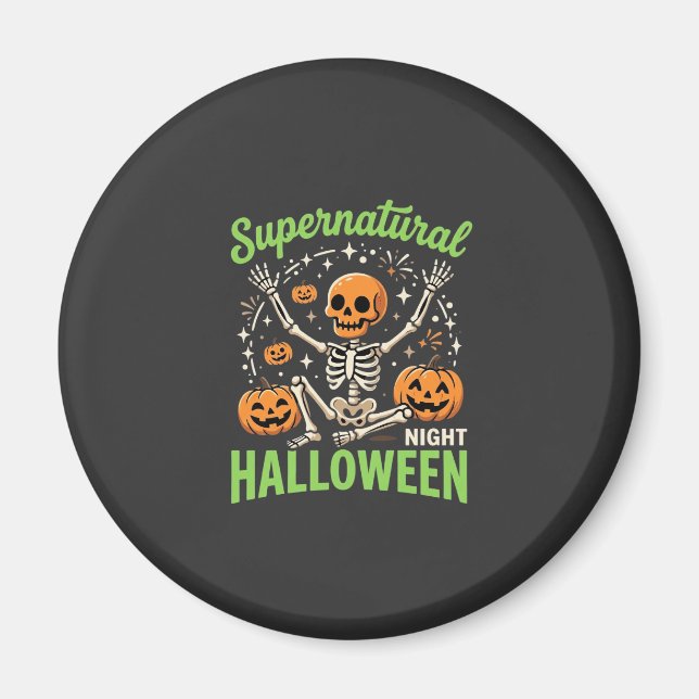 Imã Design de Vetor de Halloween de Esqueleto Supernat (Frente)
