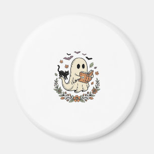 Imã Design de Vetor Floral de Gato Fantasma Vintage de