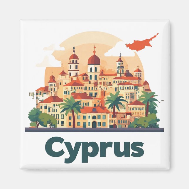 Imã Design de Viagem da Ilha de Chipre 🗺️ (Frente)