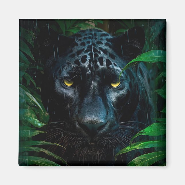 Imã Design de Vida Selvagem da Selva da Pantera Negra  (Frente)