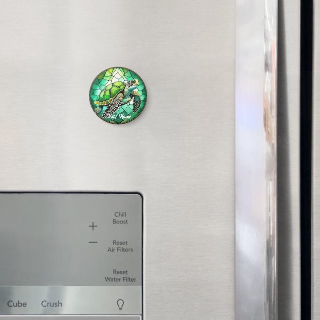 Imã Design de Vidro de Coluna de Tartaruga do Mar Verd (In Situ (Fridge))