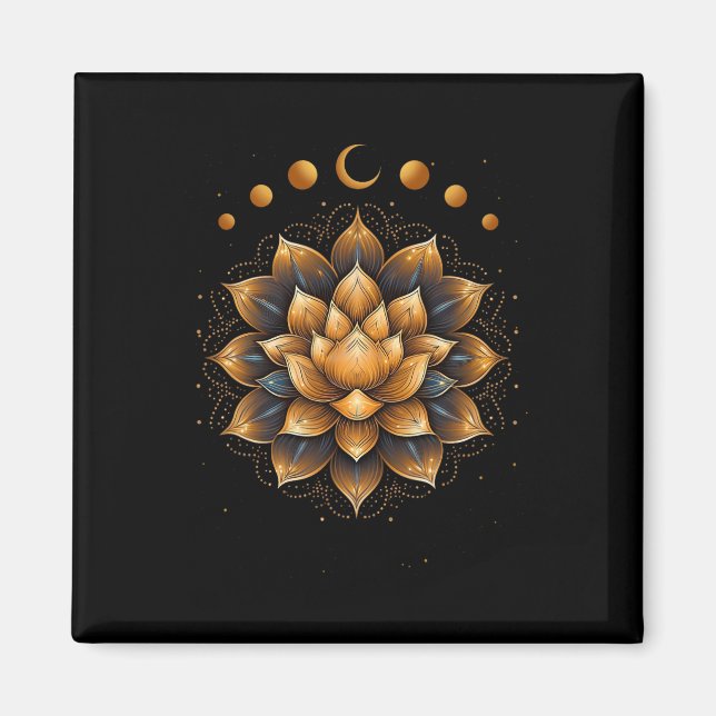 Imã Design de Yoga Fases da Lua Meditação Mandala (Frente)