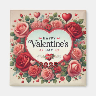 Imã Design dia de os namorados com Rosas e Corações