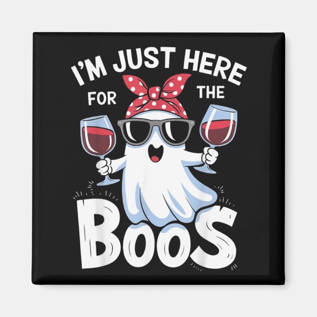 Imã Design Divertido de Fantasma de Halloween Estou Aq (Frente)
