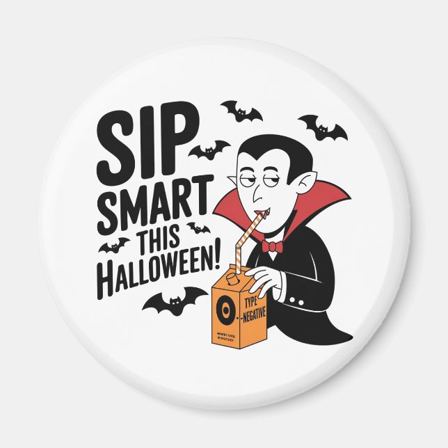 Imã Design Divertido de Halloween com Tema de Vampiro (Frente)