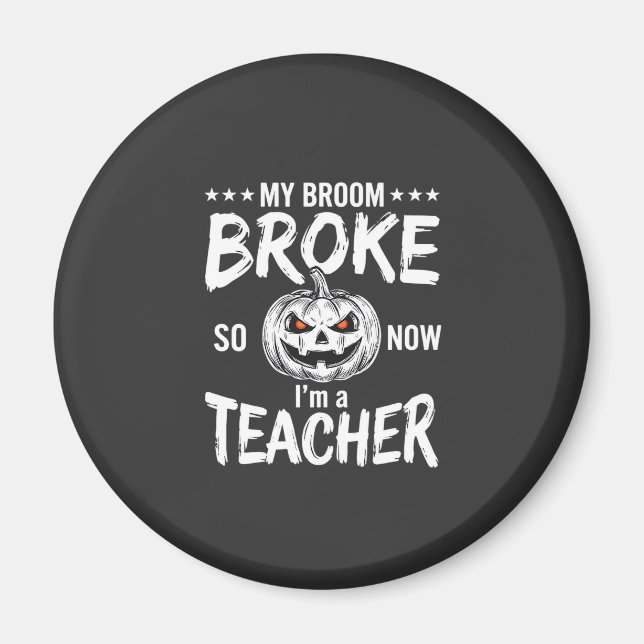 Imã Design Divertido de Professora de Halloween com Va (Frente)