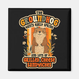 Imã Design Divertido do Dia do Groundhog - Primavera C