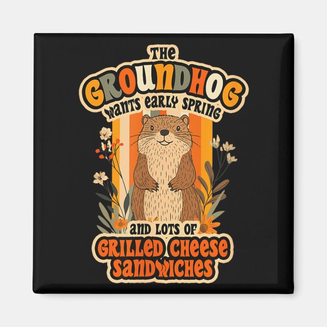 Imã Design Divertido do Dia do Groundhog - Primavera C (Frente)