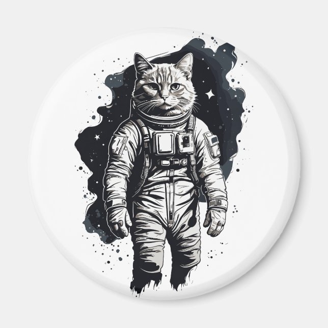 Imã Design do Astronauta de Tinta Preta (Frente)