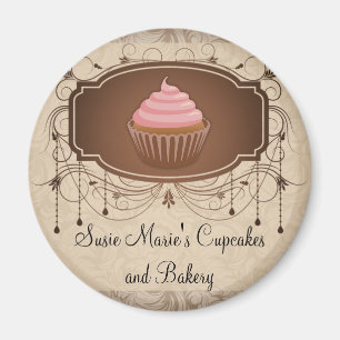 Imã Design do Cupcake Elegante Glamor Mocha Damask