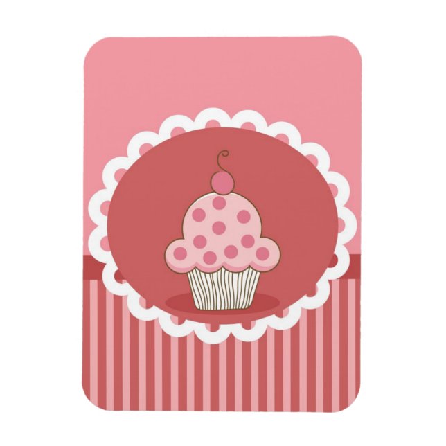 Ímã Design do Cupcake rosa (Vertical)
