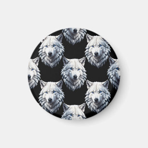 Imã Design do padrão da cabeça do lobo branco