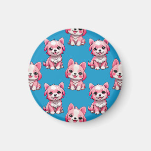 Imã Design do padrão de cachorros cor-de-rosa - azul