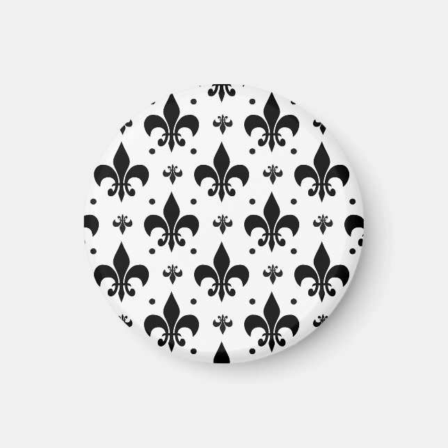 Imã Design do padrão Fleur-de-lis de fundo branco (Frente)
