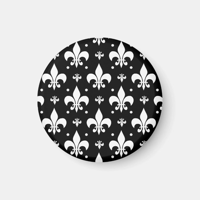Imã Design do padrão Fleur-de-lis preto (Frente)