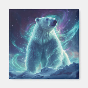 Imã Design do Urso Polar Majestoso com Luzes Nortes