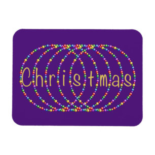 Ímã Design Dourado das luzes de Natal no roxo
