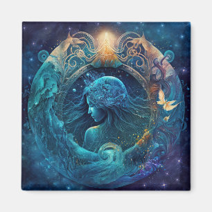 Imã Design em Aquarela do Signo de Água - Aquário