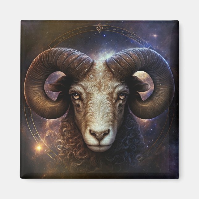 Imã Design em Aquarela do Signo de Áries (Frente)