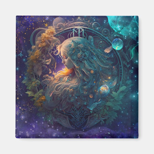 Imã Design em Aquarela do Signo de Virgem (Frente)
