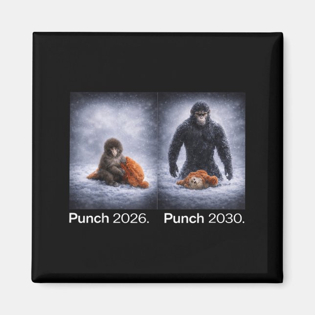 Imã design engraçado de animal meme do soco de macaco  (Frente)