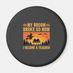 Imã Design engraçado de professora de Halloween vassou