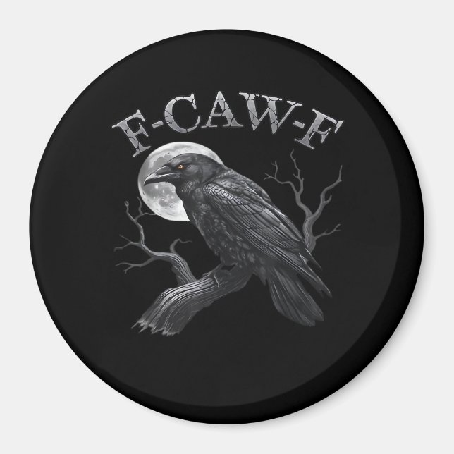 Imã Design F-Caw-F Clássico Gótico Pássaro Lua Legal (Frente)