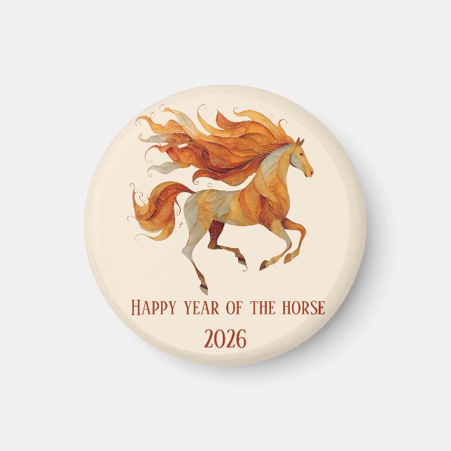 Imã Design Feliz Ano do Cavalo 2026 (Frente)