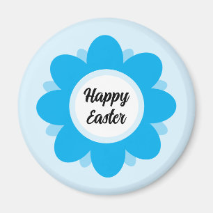 Imã Design Feliz Páscoa Flor Azul Fofa
