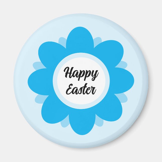 Imã Design Feliz Páscoa Flor Azul Fofa (Frente)