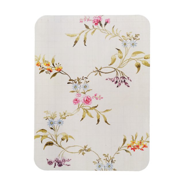 Ímã Design floral de cravos e rosas de seda (Vertical)