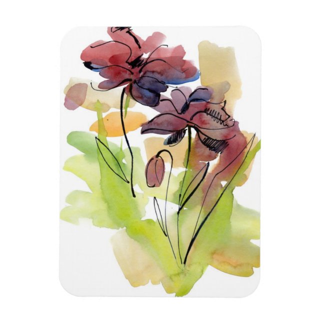 Ímã Design floral de Verão com abstrato de pintura man (Vertical)