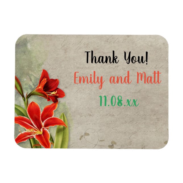 Ímã Design Floral Vintage Elegante com texto (Horizontal)
