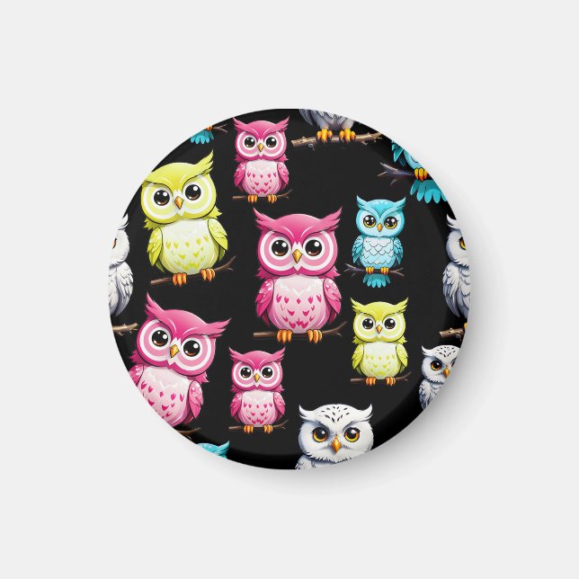 Imã Design Fofo de Pássaros Coruja (Frente)