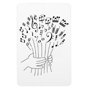 Ímã Design gráfico: flores de notas musicais -