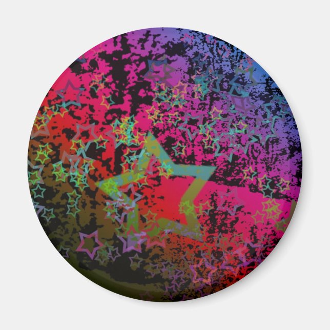 Imã Design Grungy Star Colorida Personalizável (Frente)