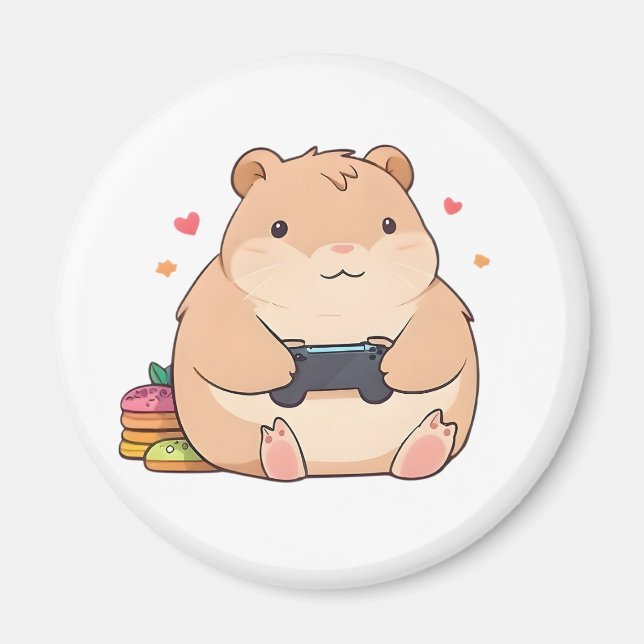 Imã Design Kawaii Capivara Gamer Fofa (Frente)