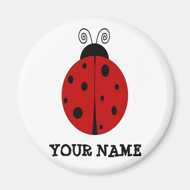 Imã DESIGN LADYBUG personalizado com QUALQUER NOME (Frente)