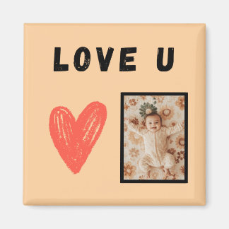 Imã Design LOVE U cœur avec photo personnalisable 