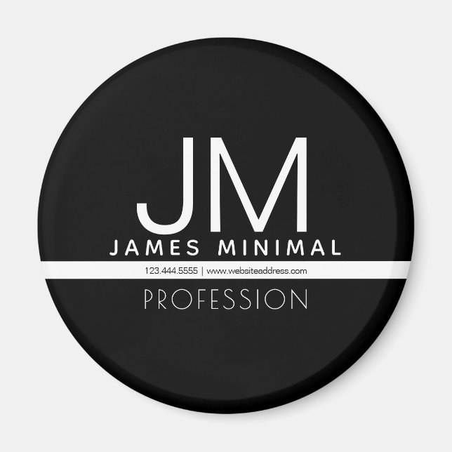 Imã Design Minimalista Profissional Moderno | Preto e  (Frente)