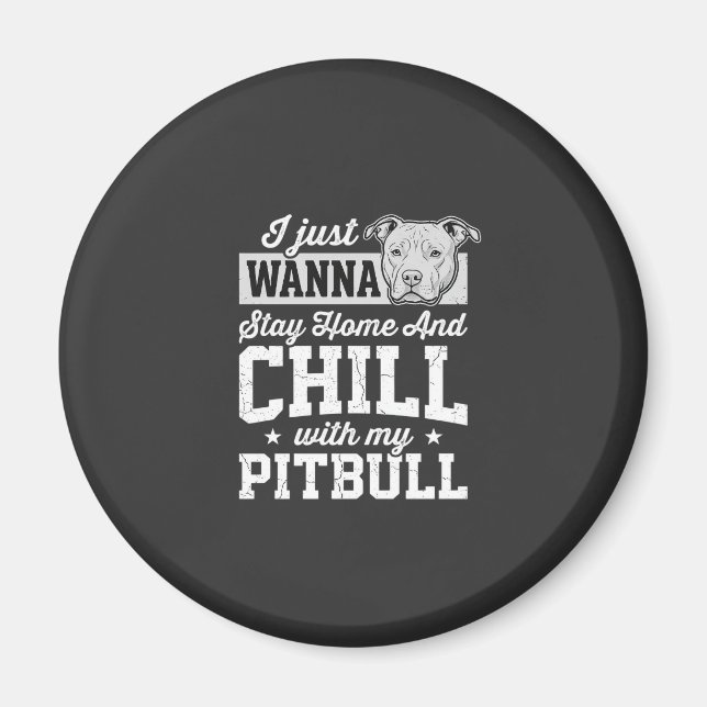 Imã Design Pitbull Fique em Casa e Relaxe (Frente)