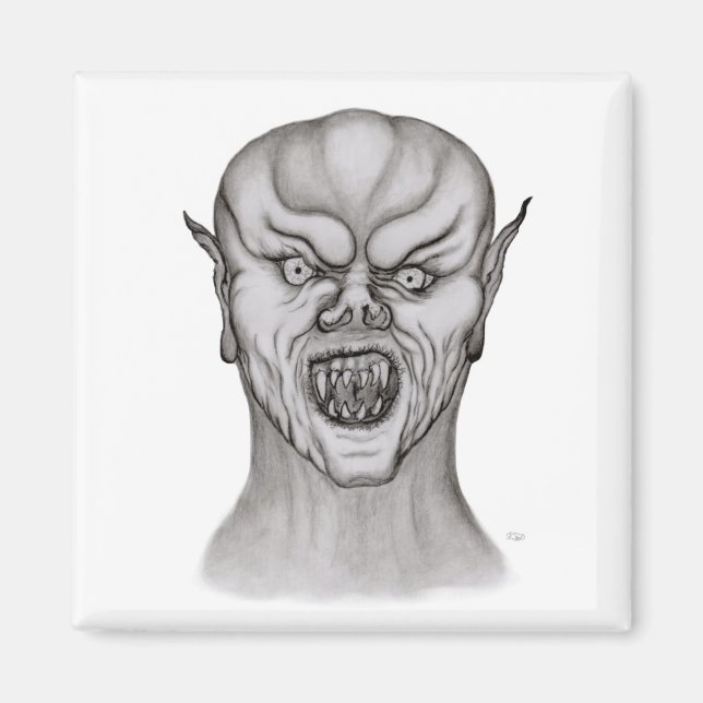 Imã Design preto e branco do vampiro (Frente)